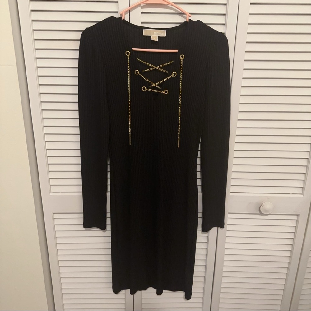 Michael Kors Black Dress with Gold Details